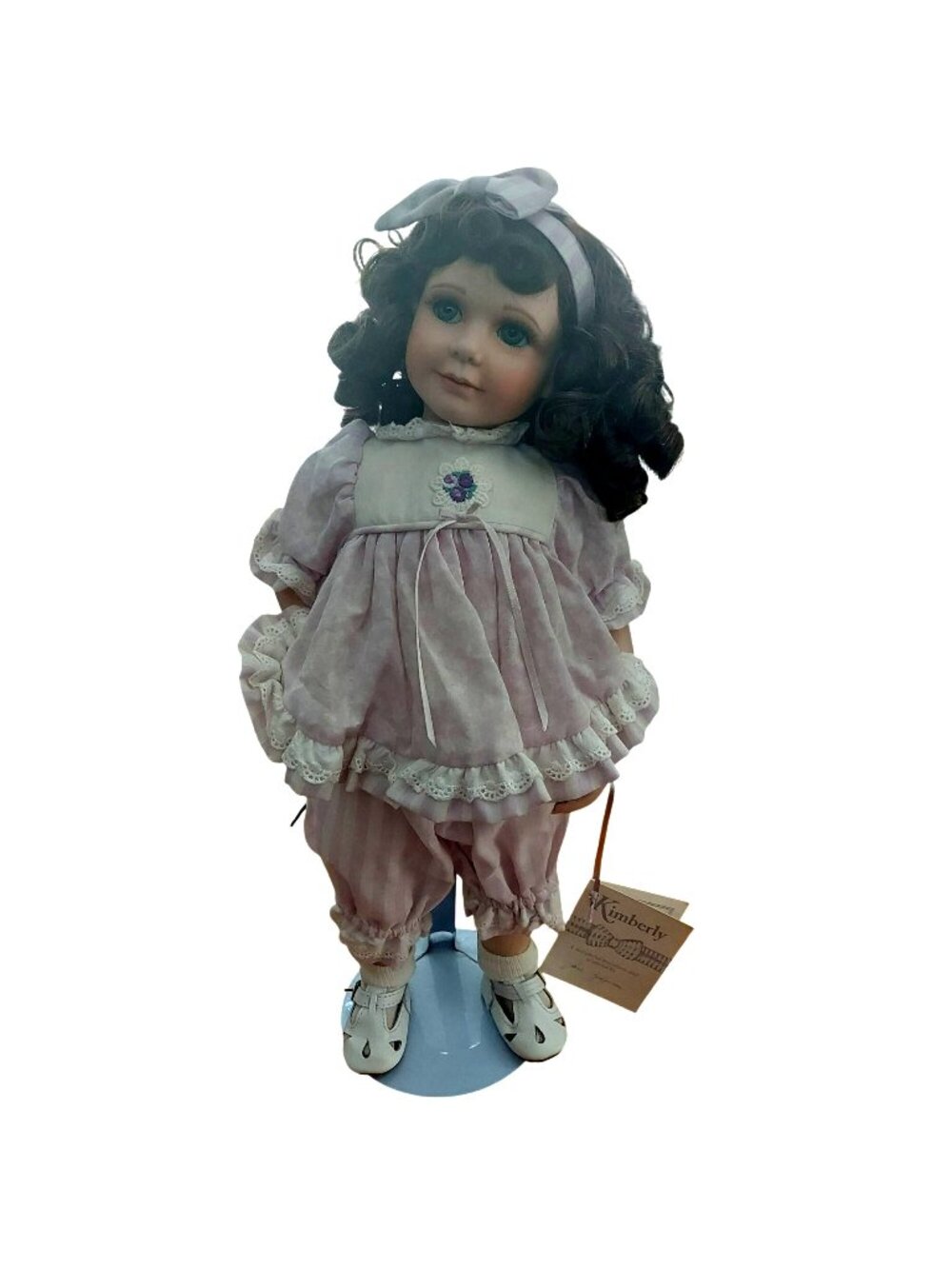 Hamilton Collection Porcelain Heritage Doll Kimberly w/ Stand 1991 Collectible